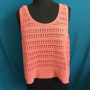 Old Navy Crochet Knit Cotton Tank XXL Coral Pink